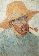 Vincent Van Gogh Self-Portrait with Pipe and Straw Hat (nn04) oil